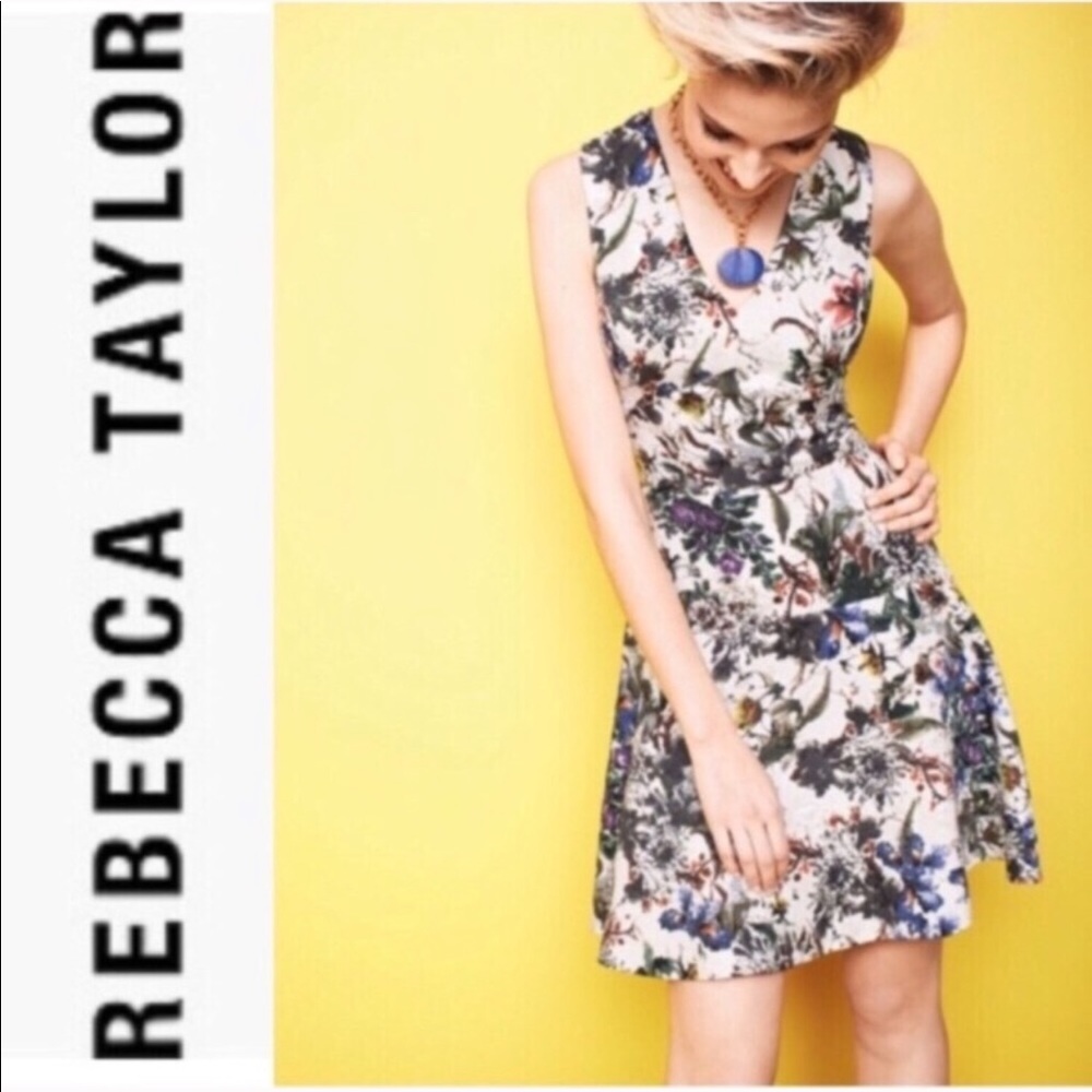 Rebecca Taylor Matelasse Fit & Flare Floral Dress